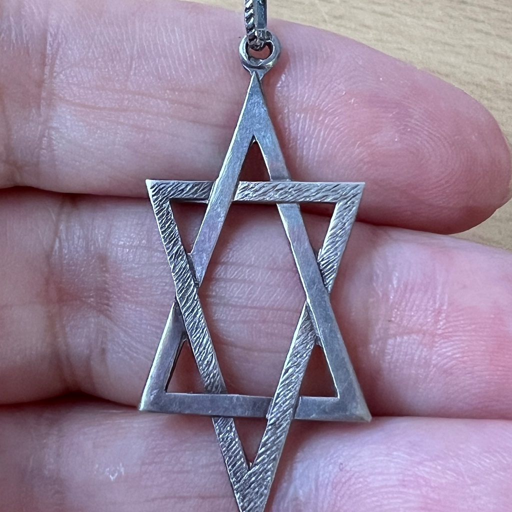 Antique Vintage Portuguese 925 Ss Florentine Magen David Star Of David Pendant